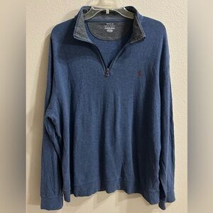 Polo Ralph Lauren Mens 1/4 Zip Pullover Size XL Blue Cotton Sweater Heritage